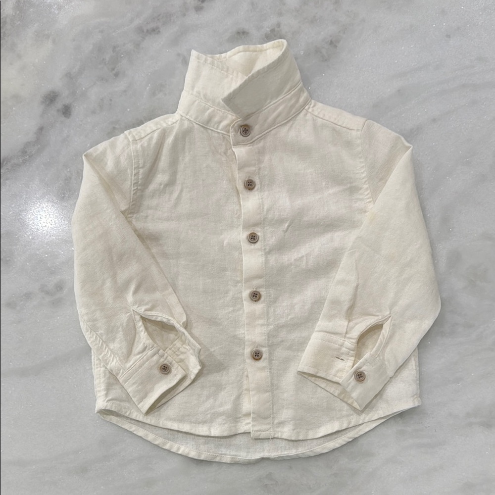 Elegant Cream Button-Down Kids Shirt